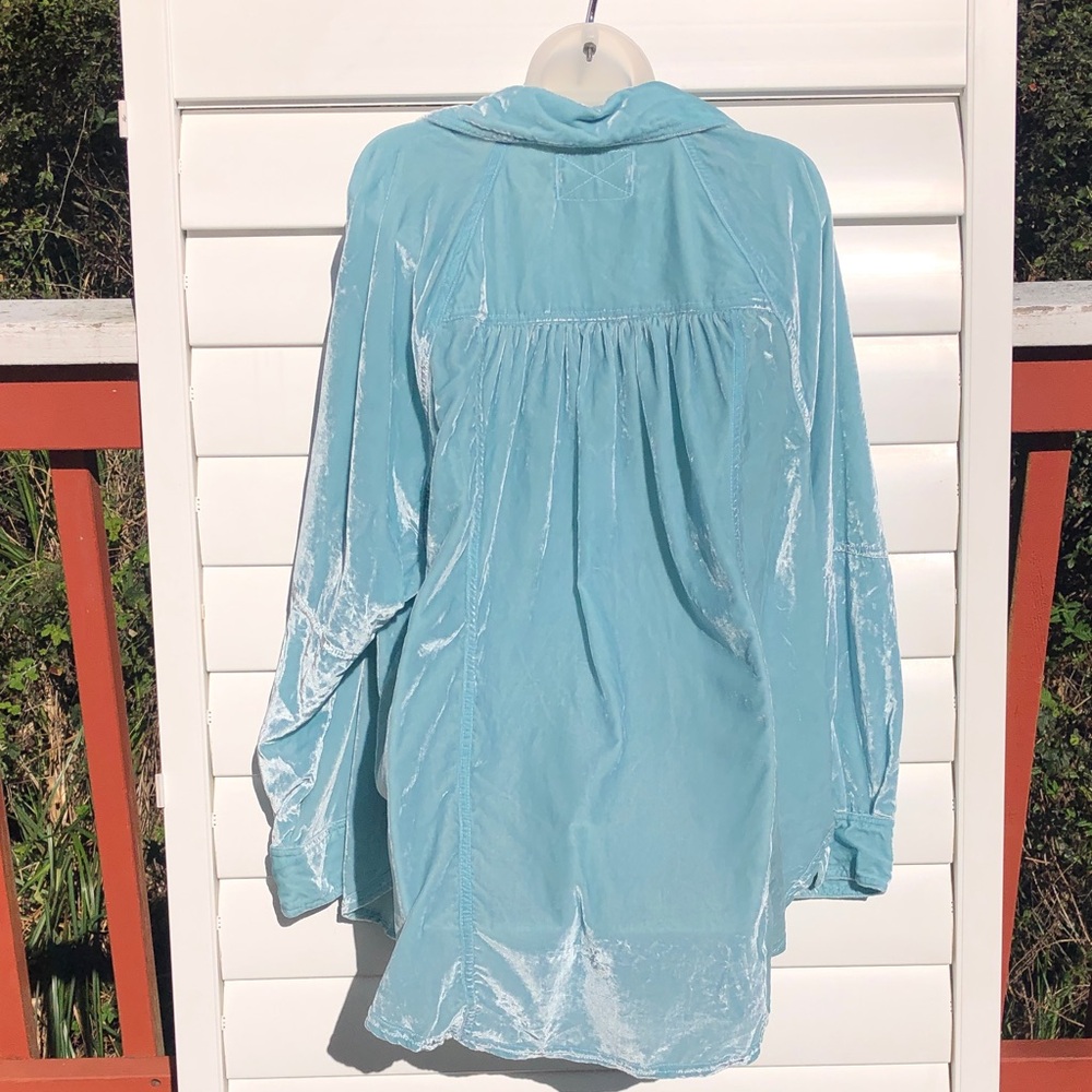 We The Free Plush Velvet Top in Light Blue - Picture 7 of 10